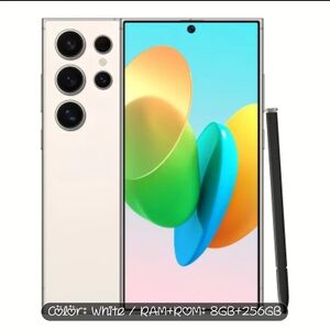 White Smartphone with Stylus - 8GB RAM, 256GB Storage